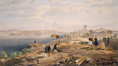 سيباستوبول من الجزء الخلفي من حصن نيكولاس ، لوحة من "مقعد الحرب في الشرق" ، حانة. بقلم Paul und Dominic Colnaghi und Co. ، 1856 بواسطة وليام كريميا سيمبسون